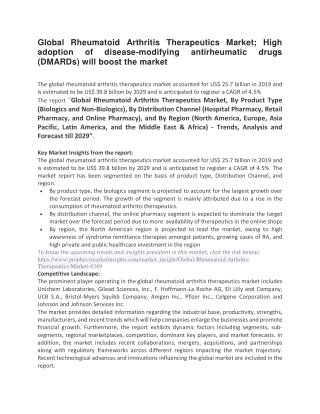 Global Rheumatoid Arthritis Therapeutics Market
