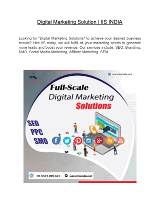 Digital Marketing Solution | IIS INDIA