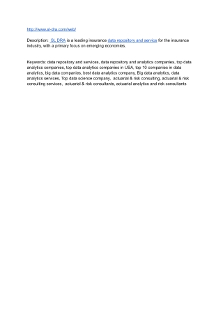 Data Repository and Services | Analytics Solutions | SL DRA