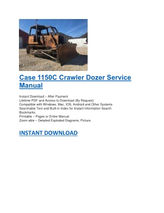 Case 1150C Crawler Dozer Service Manual PN 9-67861