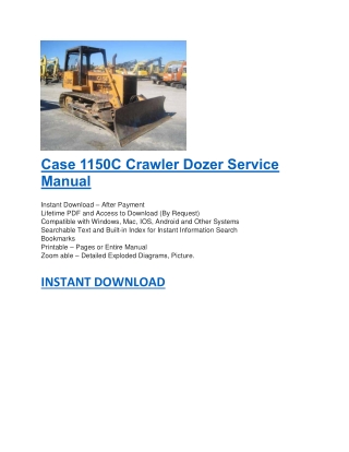 Case 1150C Crawler Dozer Service Manual