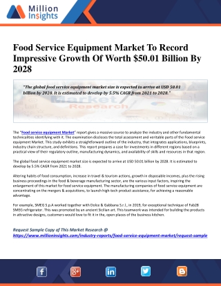 Food Service Equipment Market To Record Impressive Growth Of Worth $50.01 Billion By 2028