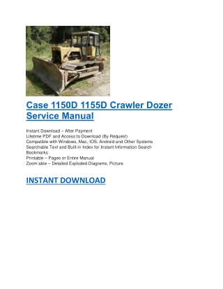 Case 1150D 1155D Crawler Dozer Service Manual