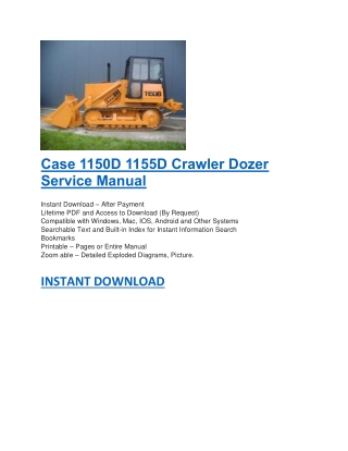 Case 1150D 1155D Crawler Dozer Service Manual