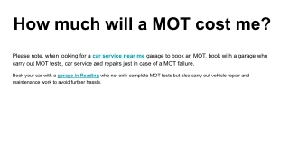 How much will a MOT cost me_