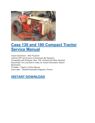 Case 130 and 180 Compact Tractor Service Manual