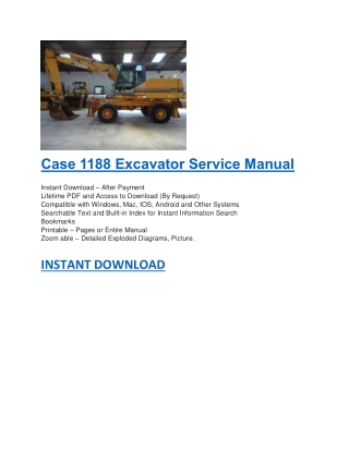 Case 1188 Excavator Service Manual