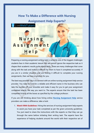 Get Best Nursing Assignment Help Service in Canada @ 30% off