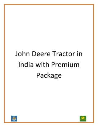 John Deere Tractor in India with Premium Package
