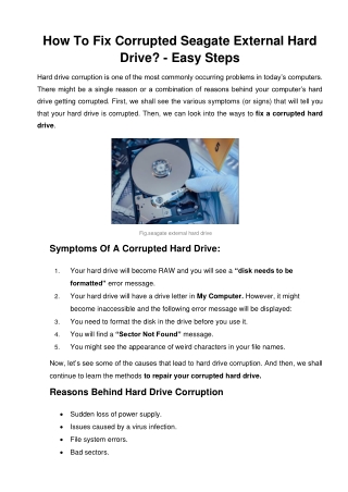 How To Fix Corrupted Seagate External Hard Drive?  - Easy Steps