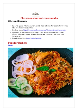 10% off - Classio Indian Restaurant Toowoomba Menu, QLD