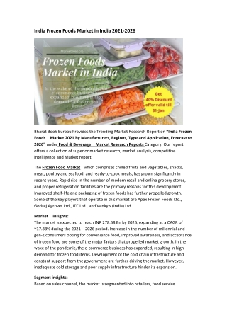 India Frozen Foods Market in India 2021