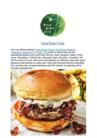10% off - Yong Green Food Fitzroy Takeaway Menu,VIC