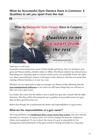 What do Successful Gym Owners Have in Common: 5 Qualities to set you apart from