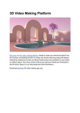 3D Video Making Platform