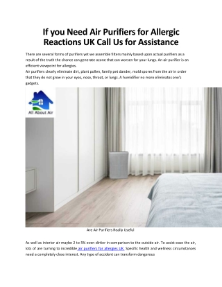 Air Purifiers for Allergic Reactions UK