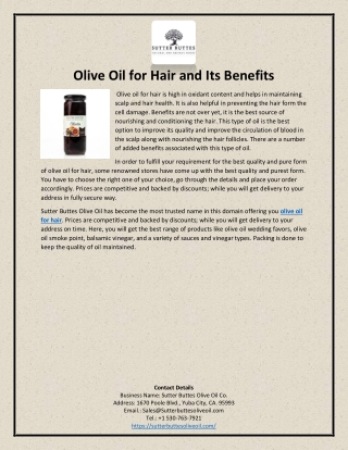 Olive Oil for Hair and Its Benefits