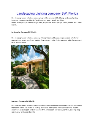 Landscaping Lighting company SW, Florida