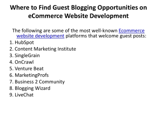 Where to Find Guest Blogging Opportunities on eCommerce Website Development