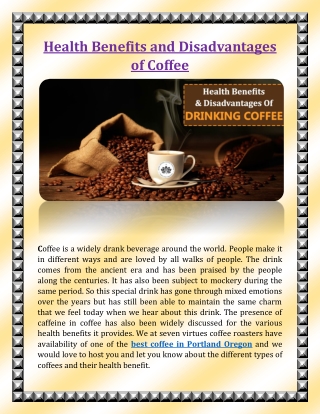 Health Benefits and Disadvantages of Coffee