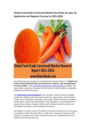 Global Food Grade Carotenoid Market Research Report 2021-2026