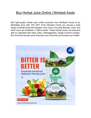 Buy Herbal Juice Online | Nimbark foods