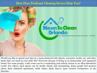 How Does Proficient Cleaning Service Help You?