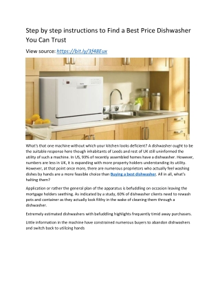 Step by step instructions to Find a Best Price Dishwasher You Can Trust