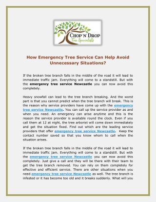 How Emergency Tree Service Can Help Avoid Unnecessary Situations