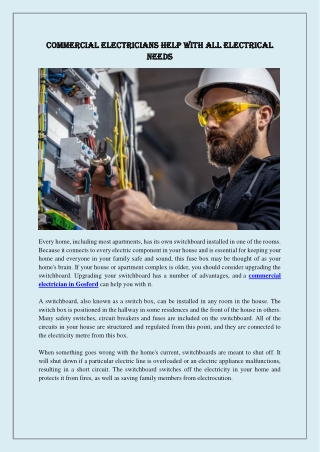 Commercial Electricians help with all electrical needs