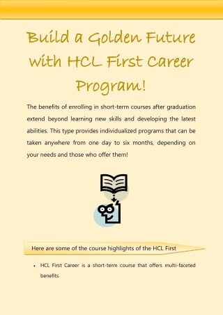 Build a Golden Future with HCL First Career Program!