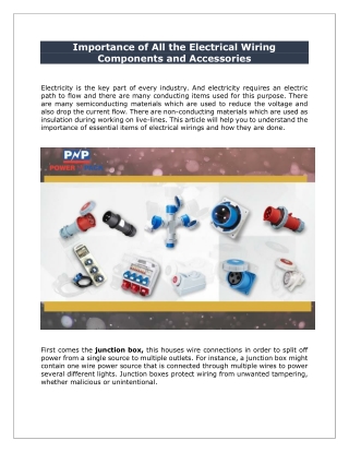 Importance of All the Electrical Wiring Components and Accessories