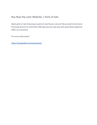 Buy Now Pay Later Websites | Point of Sale