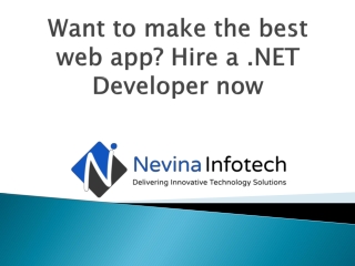 Want to make the best web app? Hire a .NET Developer now