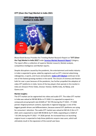 OTT (Over-the-Top) Market in India 2021
