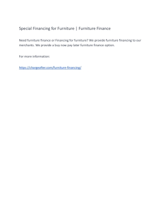 Special Financing for Furniture | Furniture Finance