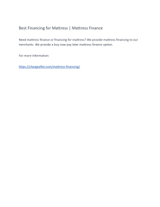 Best Financing for Mattress | Mattress Finance
