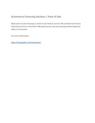 eCommerce Financing Solutions | Point of Sale