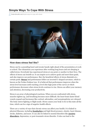 Simple Ways To Cope With Stress