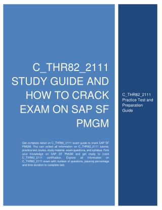 C_THR82_2111 Study Guide and How to Crack Exam on SAP SF PMGM