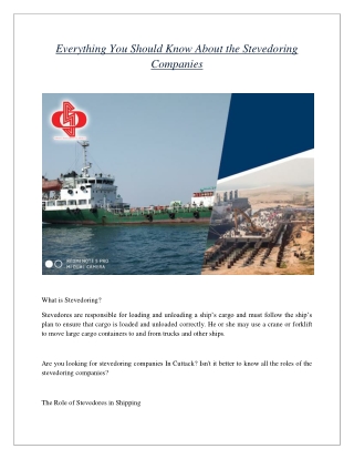 Everything You Should Know About the Stevedoring Companies