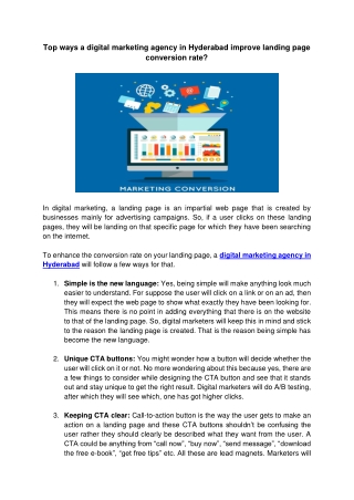 Top ways a digital marketing company in hyderabad improve landing page conversion rate