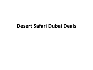 Desert Safari Dubai Deals