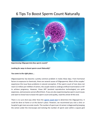 6 Tips To Boost Sperm Count Naturally