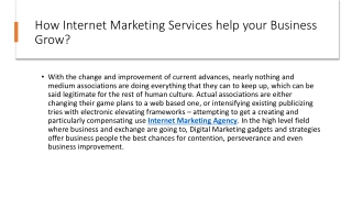 How Internet Marketing Services help your Business Grow