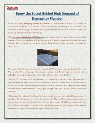 Know the Secret Behind High Demand of Emergency Plumber