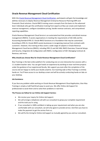 Oracle Revenue Management Cloud Certification
