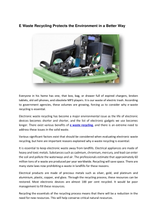 e waste recycling