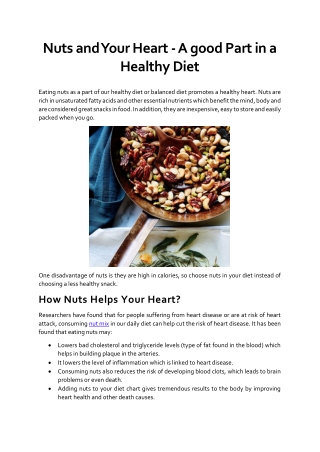 Nuts and Your Heart - A good Part in a Healthy Diet