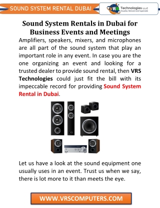 Sound System Rentals in Dubai for Business Events and Meetings